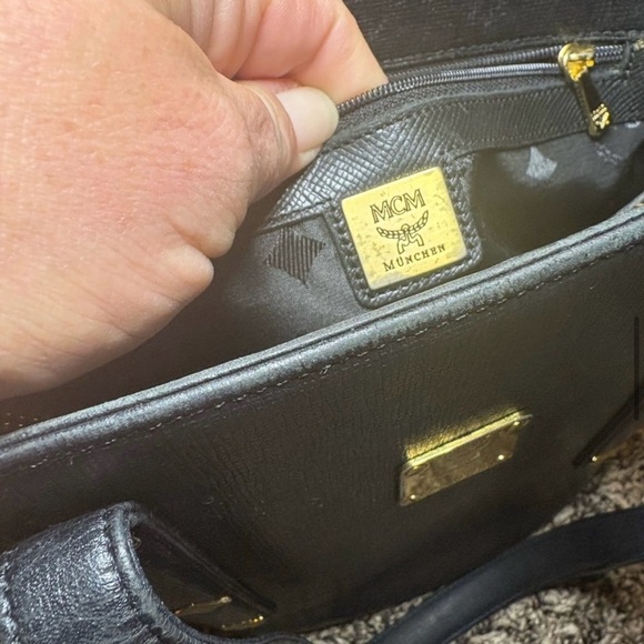 MCM Black Shoulder Bag & Matching Wallet Gold Hardware purse handbag luxury - Picture 8 of 16